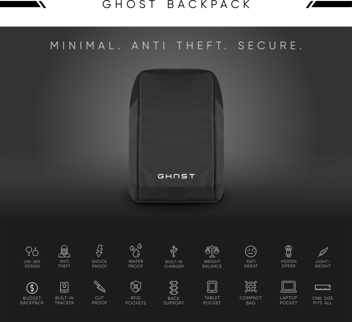 کوله پشتی هوشمند Ghost مجهز به ردیاب برای پیدا کردن آن